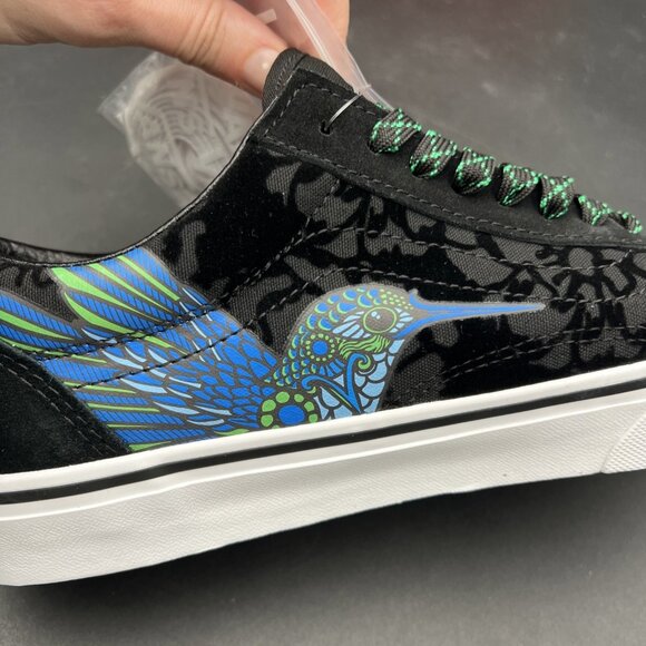 Vans Old Skool Dia de los Muertos Hummingbird Skate Shoe M9 W10.5 Black Blue NEW - Picture 9 of 16